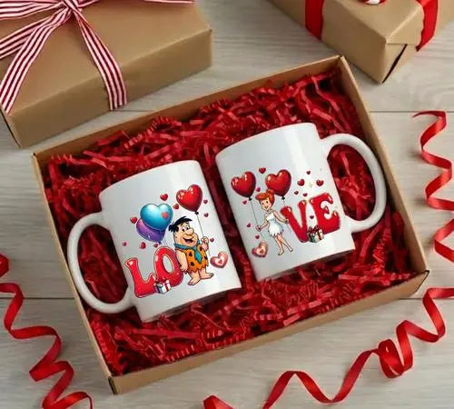 Memories In Craft Romantic Couples Coffee Cups Fred & Wilma Romantic Coffee Cups Fred & Wilma Romantic Coffee Cups | Couples Gift Set | Australian Made