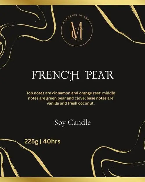 Memories In Craft Scented Candle French Pear Scented Candle β Premium Soy Wax | Memories In Craft French Pear Scented Candle | Small Room Candle | Memories In Craft