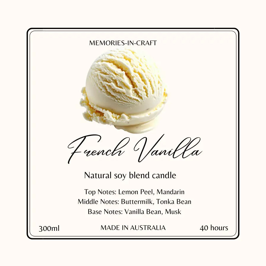 French Vanilla Scented Candle - Premium Creamy Vanilla Fragrance Memories In Craft