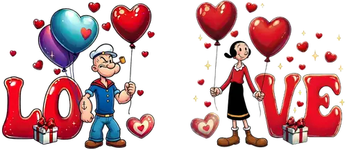 Memories In Craft Mugs Popeye & Olive Oyl Valentines - Twin Mugs Popeye & Olive Oyl Valentine's Twin Mugs | Matching Couple Gift Set