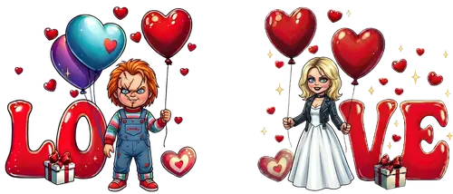 Memories In Craft Scary Couple Chucky and Tiffany Romantic Couple Twin Mugs Spooky Halloween Mugs: Chucky & Tiffany Twin Set