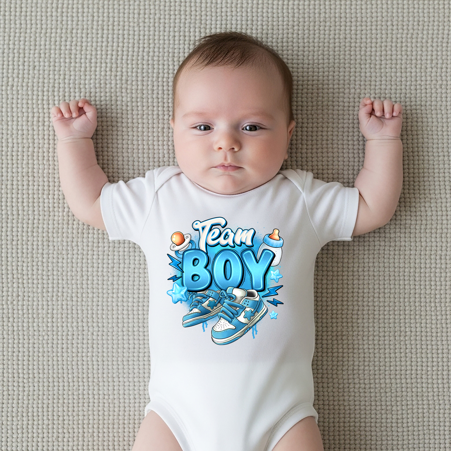 Team Boy Gender Reveal T-Shirt, Hoodie & Onesie Memories In Craft