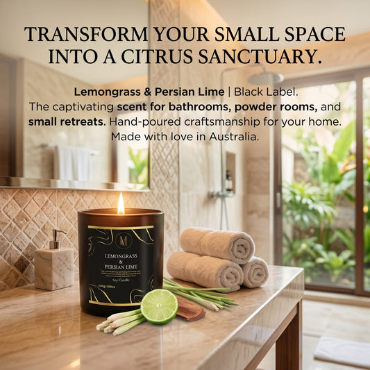 Memories In Craft Scented Candle Lemongrass & Persian Lime Scented Candle | Black Label Lemongrass & Persian Lime Scented Candle | Memories In Craft Australia