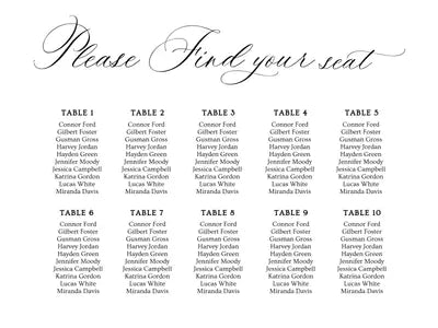 Seating Plan up to 10- Tables Memories In Craft