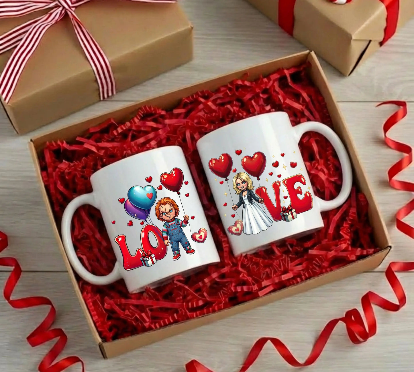 Scary Couple Chucky and Tiffany Romantic Couple Twin Mugs Memories In Craft