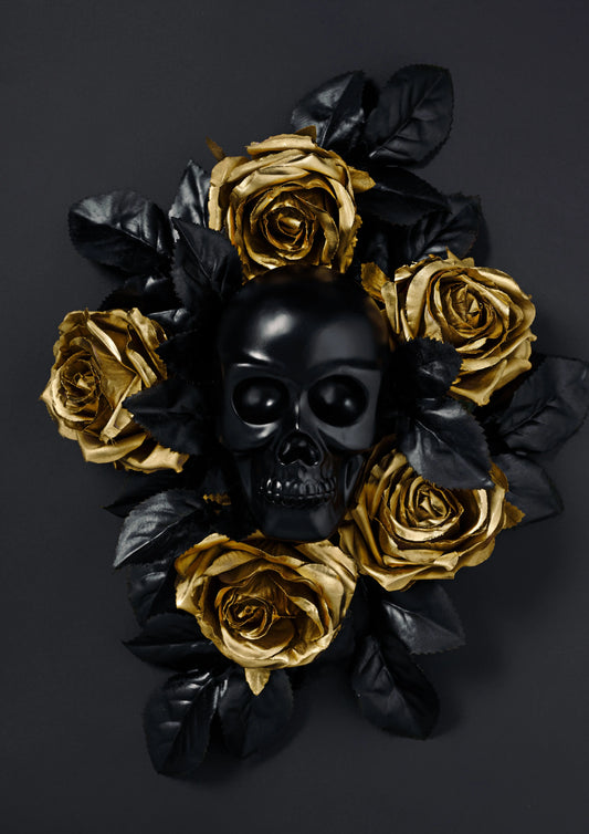 Stunning Black Face & Gold Rose UV Wall Art Memories In Craft