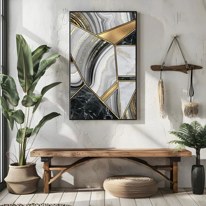 Stunning Black & Gold Abstract Wall Art - Premium Handmade Decor Memories In Craft