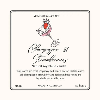 Champagne & Strawberries Scented Candle - Luxury Celebration Fragrance Memories In Craft