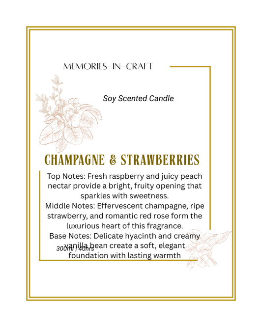 Champagne & Strawberries Scented Candle - Luxury Celebration Fragrance