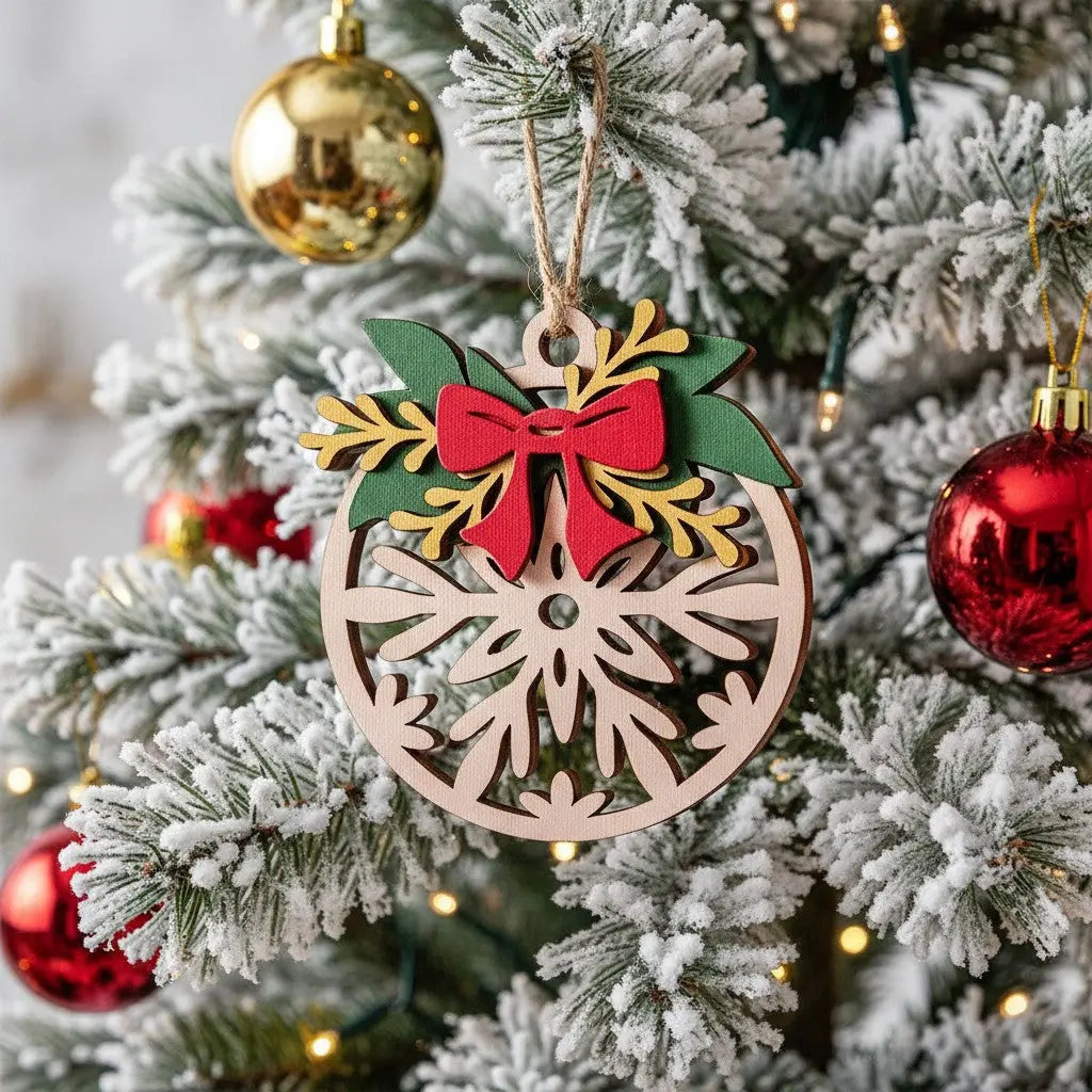 Christmas Tree Ornament with Red Bow tie Memories In Craft