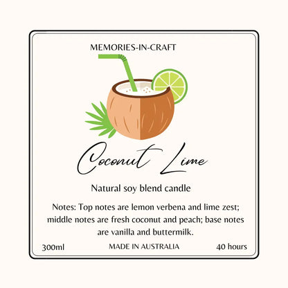 Coconut Lime Scented Candle - Montego Bay Rhythm Type Tropical Fragrance Memories In Craft