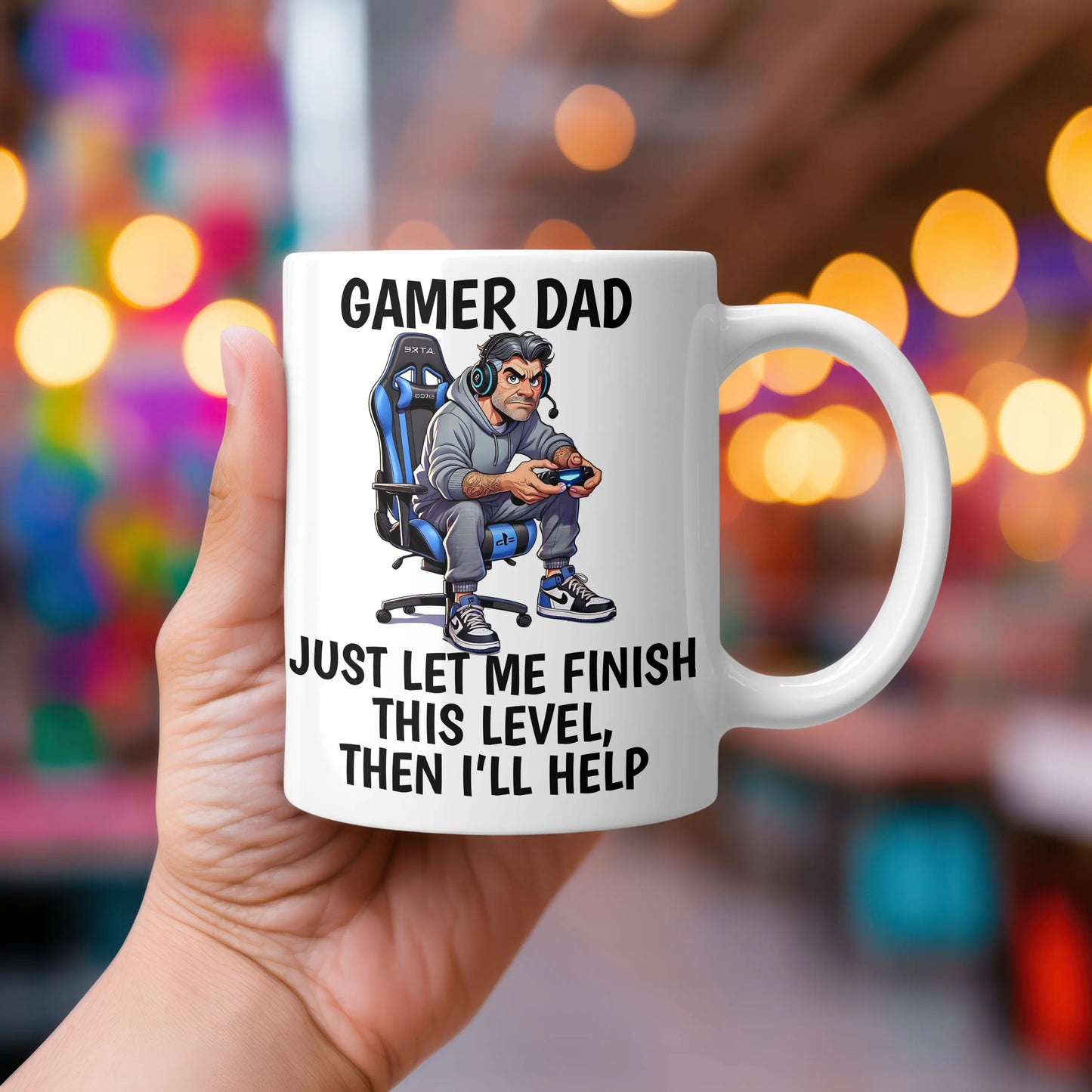 Memories In Craft Coffee Cup For the Dad Who Levels Up Every Morning - Coffee Cup Gamer Dad Coffee Mug - Just Let Me Finish This Level | Memories In Craft