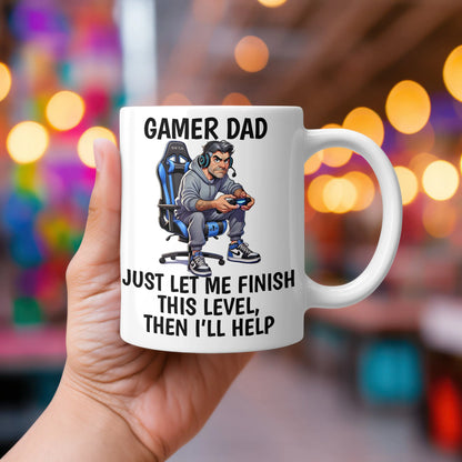 Memories In Craft Coffee Cup For the Dad Who Levels Up Every Morning - Coffee Cup Gamer Dad Coffee Mug - Just Let Me Finish This Level | Memories In Craft