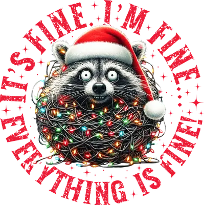 It's Fine Christmas Racoon caught in lights - Red Memories In Craft