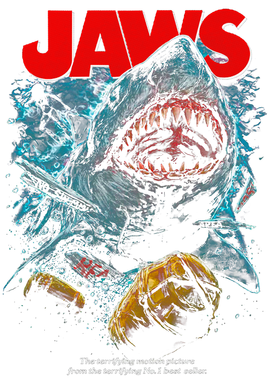 Jaws Movie T-Shirt - Classic Shark Attack Poster Design