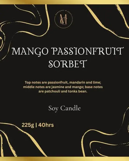 Memories In Craft Scented Candle Escape to Summer — One Flicker at a Time - Mango Passionfruit Scented Candle Mango Passionfruit Sorbet Scented Candle | Memories In Craft