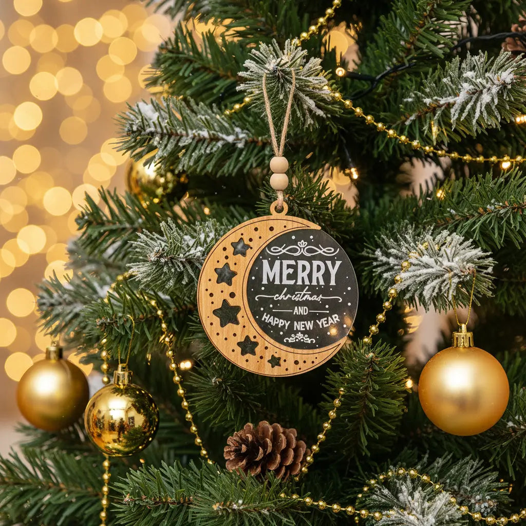 Moon Christmas Tree Ornament with Arylic Insert Memories In Craft