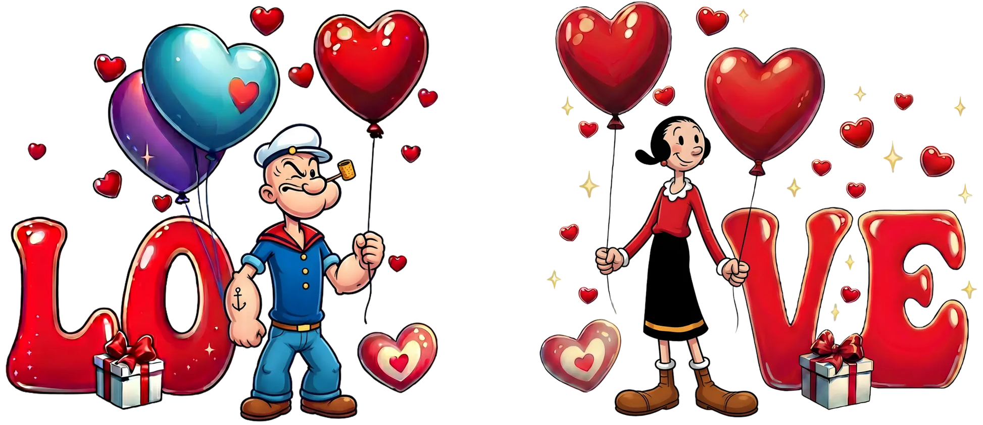 Popeye & Olive Oyl Valentines - Twin Mugs Memories In Craft