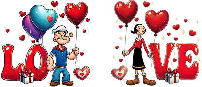 Popeye & Olive Oyl Valentines - Twin Mugs Memories In Craft