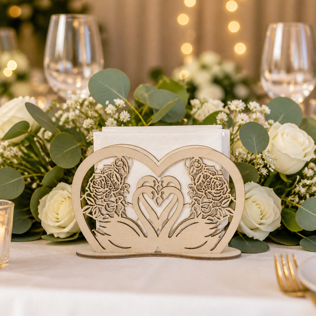 Swan Heart & Flowers Napkin Holders