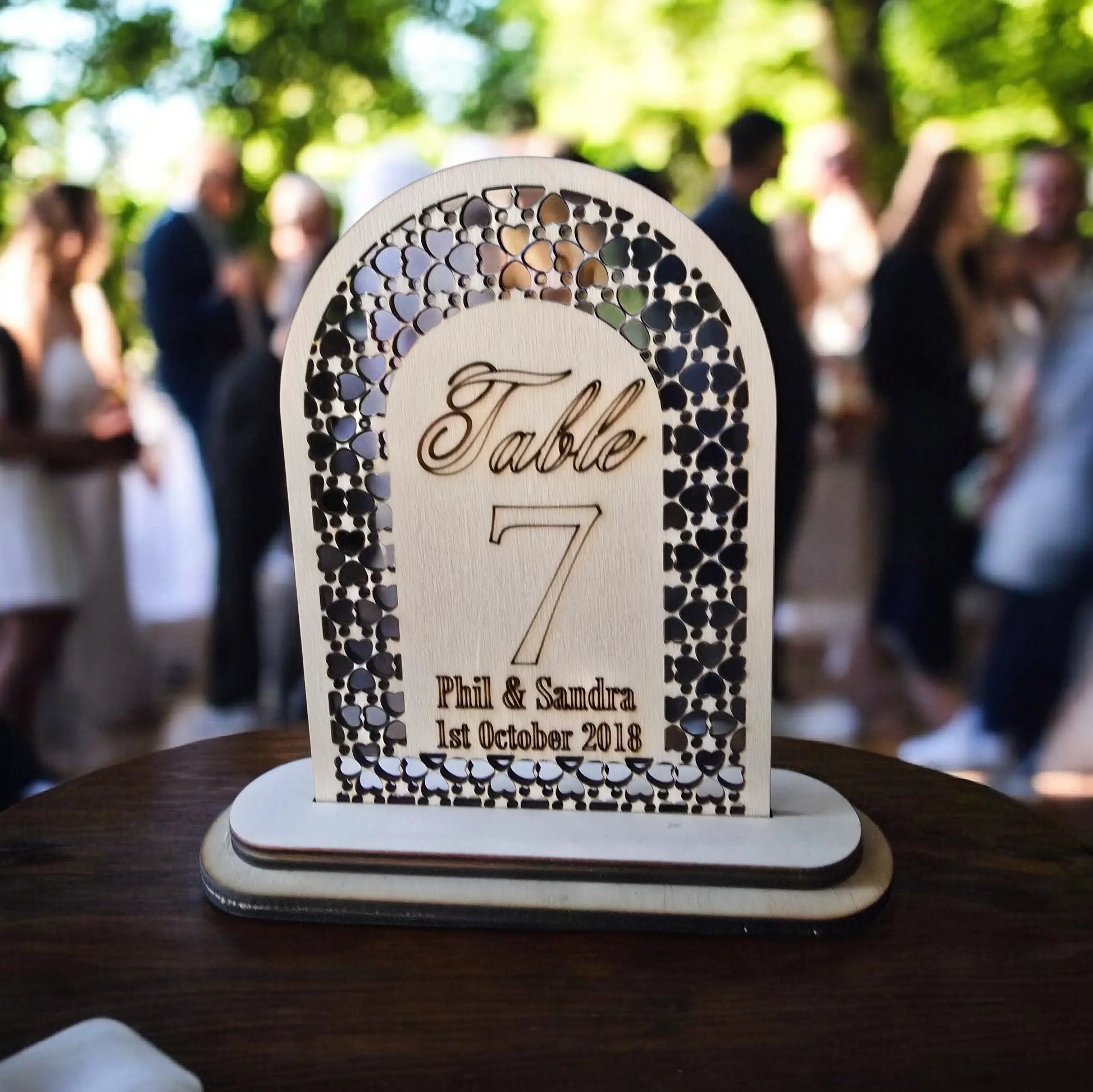 Wedding Arch Hatched Table Number Centerpiece - Memories In Craft
