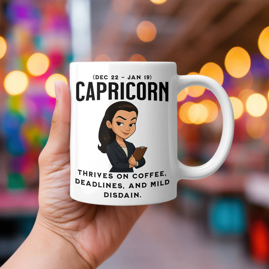 Memories In Craft Mugs Because You Were Born to Be Right — and Caffeinated Capricorn Sarcastic Coffee Cup | 11oz & 15oz | Memories In Craft