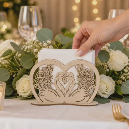 Swan Heart & Flowers Napkin Holders