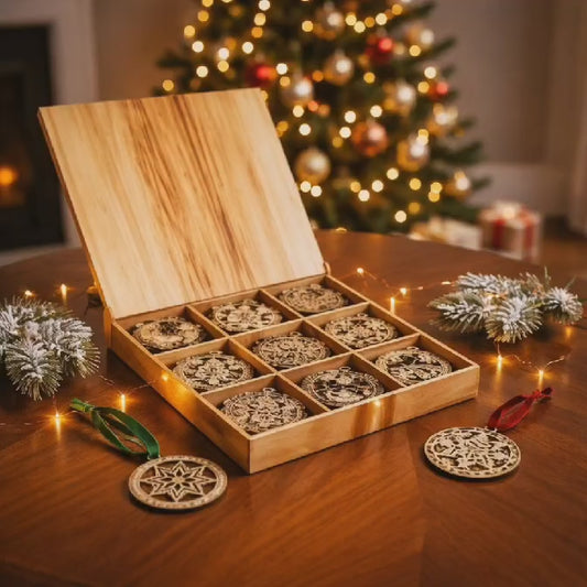 Christmas Tree Ornament Box – Set of 9 Stunning Festive Ornaments